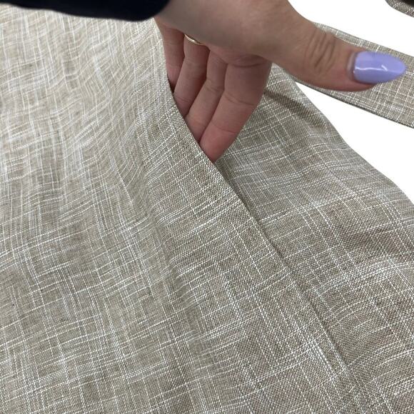 LAFAYETTE 148 NEW YORK One Button Blazer Jacket Beige Linen Belted Size XL - Picture 4 of 11